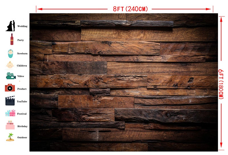 CYLYH 8x6ft Brown Vintage 3D Wood Backdrop for Photography & Birthday Party Decorations D104 - Image 3